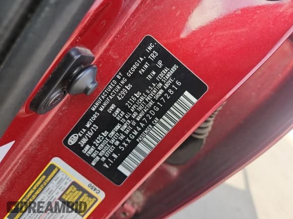 ✅ 2013 Kia Optima LX • VIN: 5XXGM4A72DG172816 • Lot: 80558135. Wystawiony na Copart z przebiegiem 92 457 mil. Bezpłatny archiwum sprzedaży aukcyjnych z USA i szczegółowy raport historii pojazdu na DreamBid. Zdjęcie 12.