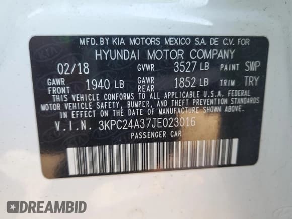 ✅ 2018 Hyundai Accent SE • VIN: 3KPC24A37JE023016 • Лот: 86780234. Опубликован ранее на Copart с пробегом 112 048 миль. Бесплатный доступ к архиву аукционных продаж из США и подробный отчёт об истории автомобиля на DreamBid. Изображение 12.