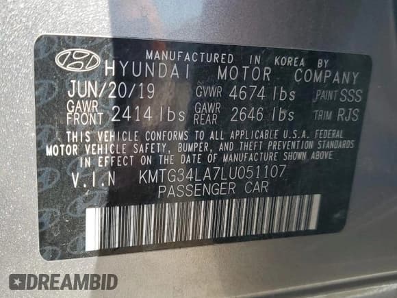 ✅ 2020 Genesis G70 2.0T • VIN: KMTG34LA7LU051107 • Lot: 84584225. Listed on Copart with 67,832 mi. Free auction sales archive from the USA and detailed vehicle history report at DreamBid. Image 13.