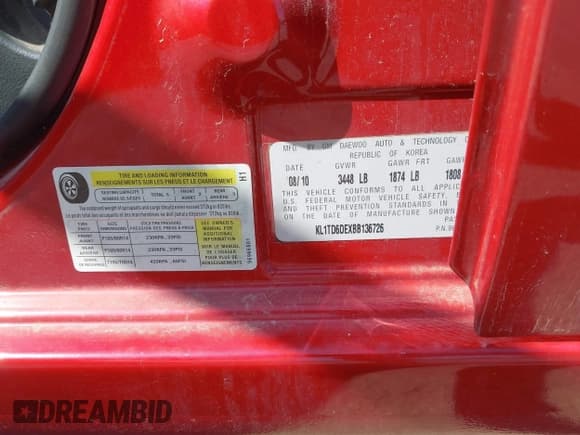 ✅ 2011 Chevrolet Aveo 1LT • VIN: KL1TD6DEXBB136726 • Lot: 42523304. Wystawiony na IAAI z przebiegiem 91 225 mil. Bezpłatny archiwum sprzedaży aukcyjnych z USA i szczegółowy raport historii pojazdu na DreamBid. Zdjęcie 9.