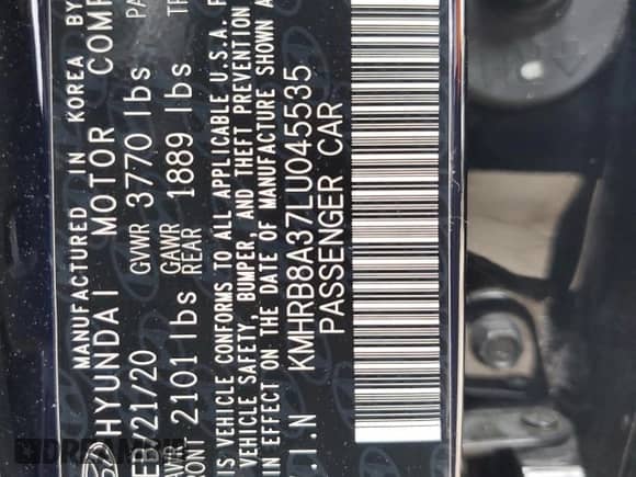 2020 Hyundai Venue SE with VIN KMHRB8A37LU045535, listed as a Copart auction lot 67545914 with 23,790 mi miles and Salvage title. Bid and sale history available at DreamBid. Image 12.