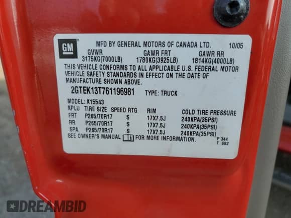 ✅ 2006 GMC Sierra 1500 SLE1 • VIN: 2GTEK13T761196981 • Lot: 66926015. Wystawiony na Copart z przebiegiem 259 957 mil. Bezpłatny archiwum sprzedaży aukcyjnych z USA i szczegółowy raport historii pojazdu na DreamBid. Zdjęcie 12.