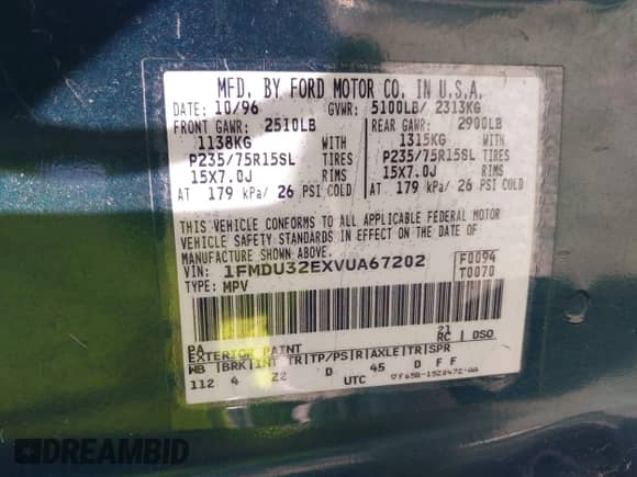 1997 Ford Explorer XL z VIN 1FMDU32EXVUA67202, wystawiony jako IAAI lot #43411217 z przebiegiem 152 951 mil mil oraz . Historia ofert i sprzedaży dostępna na DreamBid. Obrazek 9.