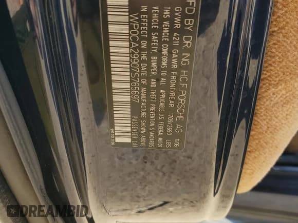 ✅ 2007 Porsche 911 Carrera • VIN: WP0CA29907S765697 • Lot: 85964904. Wystawiony na Copart z przebiegiem 68 205 mil. Bezpłatny archiwum sprzedaży aukcyjnych z USA i szczegółowy raport historii pojazdu na DreamBid. Zdjęcie 15.