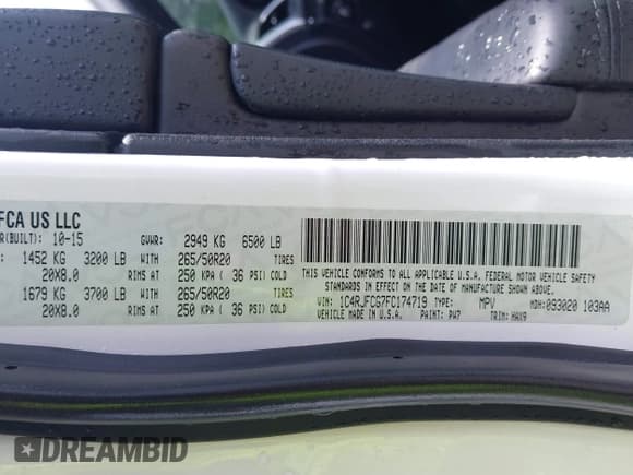 ✅ 2015 Jeep Grand Cherokee Overland • VIN: 1C4RJFCG7FC174719 • Лот: 42076540. Опубликован ранее на IAAI с пробегом 160 856 миль. Бесплатный доступ к архиву аукционных продаж из США и подробный отчёт об истории автомобиля на DreamBid. Изображение 9.