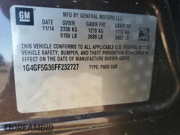 ✅ 2015 Buick LaCrosse Premium II • VIN: 1G4GF5G36FF232727 • Lot: 42316645. Wystawiony na Copart z przebiegiem 110 669 mil. Bezpłatny archiwum sprzedaży aukcyjnych z USA i szczegółowy raport historii pojazdu na DreamBid. Zdjęcie 12.