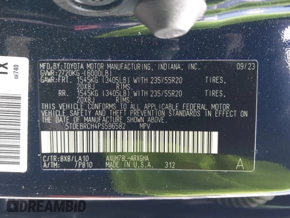 ✅ 2023 Toyota Highlander Hybrid Platinum • VIN: 5TDEBRCH4PS596582 • Lot: 42370587. Listed on IAAI with 12,144 mi. Free auction sales archive from the USA and detailed vehicle history report at DreamBid. Image 9.