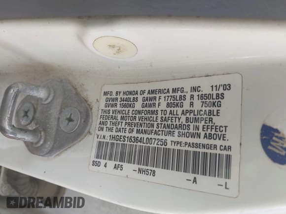 ✅ 2004 Honda Civic VP • VIN: 1HGES16364L007256 • Лот: 42993533. Опубликован ранее на IAAI с пробегом 163 391 миль. Бесплатный доступ к архиву аукционных продаж из США и подробный отчёт об истории автомобиля на DreamBid. Изображение 9.