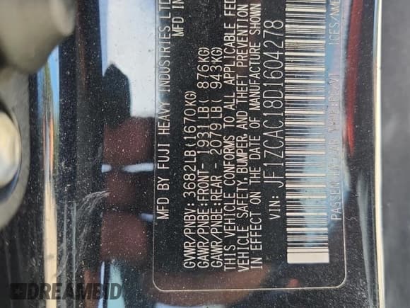 ✅ 2013 Subaru BRZ Limited • VIN: JF1ZCAC18D1604278 • Lot: 85191745. Wystawiony na Copart z przebiegiem 129 057 mil. Bezpłatny archiwum sprzedaży aukcyjnych z USA i szczegółowy raport historii pojazdu na DreamBid. Zdjęcie 12.