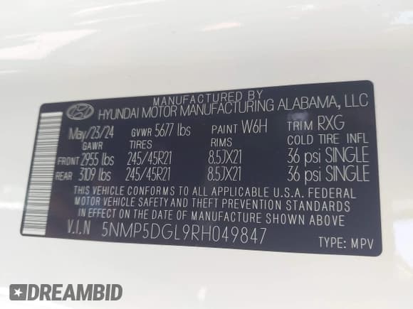 ✅ 2024 Hyundai Santa Fe Calligraphy • VIN: 5NMP5DGL9RH049847 • Lot: 42649029. Listed on IAAI with 15,811 mi. Free auction sales archive from the USA and detailed vehicle history report at DreamBid. Image 9.