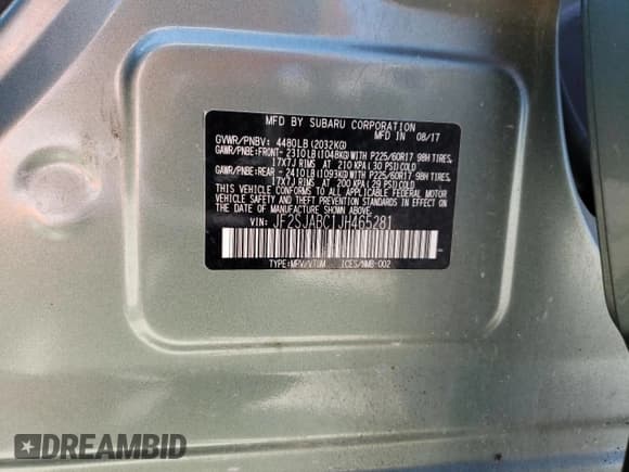 ✅ 2018 Subaru Forester • VIN: JF2SJABC1JH465281 • Лот: 67259635. Опубликован ранее на Copart с пробегом 125 757 миль. Бесплатный доступ к архиву аукционных продаж из США и подробный отчёт об истории автомобиля на DreamBid. Изображение 12.