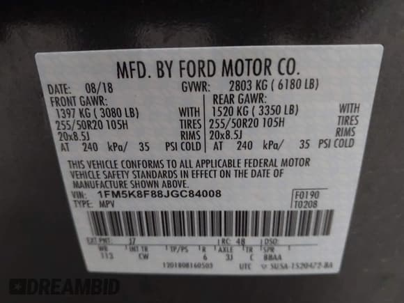 ✅ 2018 Ford Explorer Limited • VIN: 1FM5K8F88JGC84008 • Lot: 42203786. Wystawiony na IAAI z przebiegiem 84 583 mil. Bezpłatny archiwum sprzedaży aukcyjnych z USA i szczegółowy raport historii pojazdu na DreamBid. Zdjęcie 9.