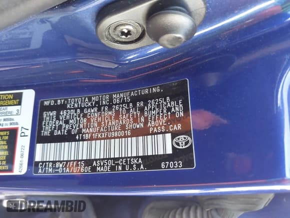 ✅ 2015 Toyota Camry SE • VIN: 4T1BF1FKXFU980016 • Lot: 43398994. Wystawiony na IAAI z przebiegiem 165 694 mil. Bezpłatny archiwum sprzedaży aukcyjnych z USA i szczegółowy raport historii pojazdu na DreamBid. Zdjęcie 9.