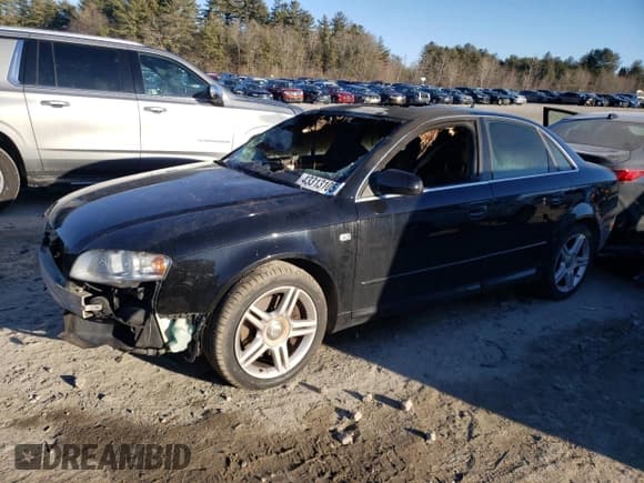 ✅ 2008 Audi A4 2.0T • VIN: WAUDF78E98A062976 • Lot: 43313105. Listed on Copart with Not provided. Free auction sales archive from the USA and detailed vehicle history report at DreamBid. Image 1.