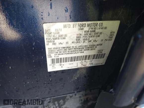 ✅ 2011 Ford Explorer XLT • VIN: 1FMHK7D85BGA37184 • Lot: 43687398. Wystawiony na IAAI z przebiegiem 240 591 mil. Bezpłatny archiwum sprzedaży aukcyjnych z USA i szczegółowy raport historii pojazdu na DreamBid. Zdjęcie 9.