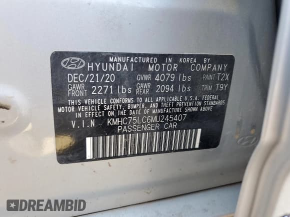 ✅ 2021 Hyundai Ioniq SE • VIN: KMHC75LC6MU245407 • Lot: 63655274. Wystawiony na Copart z przebiegiem 68 085 mil. Bezpłatny archiwum sprzedaży aukcyjnych z USA i szczegółowy raport historii pojazdu na DreamBid. Zdjęcie 12.