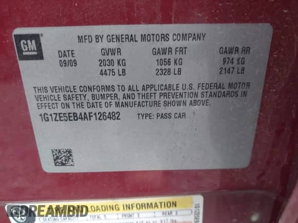 2010 Chevrolet Malibu LTZ z VIN 1G1ZE5EB4AF126482, wystawiony jako IAAI lot #43307397 z przebiegiem 122 166 mil mil oraz . Historia ofert i sprzedaży dostępna na DreamBid. Obrazek 9.