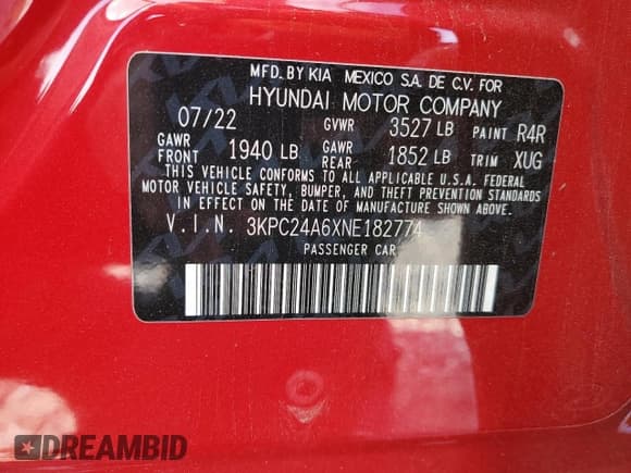 ✅ 2022 Hyundai Accent SE • VIN: 3KPC24A6XNE182774 • Лот: 79252274. Опубликован ранее на Copart с пробегом 69 812 миль. Бесплатный доступ к архиву аукционных продаж из США и подробный отчёт об истории автомобиля на DreamBid. Изображение 13.