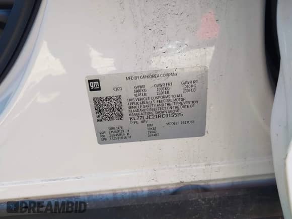 2024 Chevrolet Trax 2RS с VIN KL77LJE21RC015525, выставлен на аукционе IAAI как лот 43383813 с пробегом 30 012 миль миль и . История ставок и продаж доступна на DreamBid. Изображение 9.