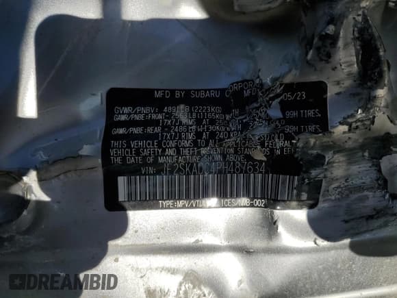 ✅ 2023 Subaru Forester Premium • VIN: JF2SKADC4PH487634 • Lot: 82295885. Listed on Copart with 20,840 mi. Free auction sales archive from the USA and detailed vehicle history report at DreamBid. Image 13.