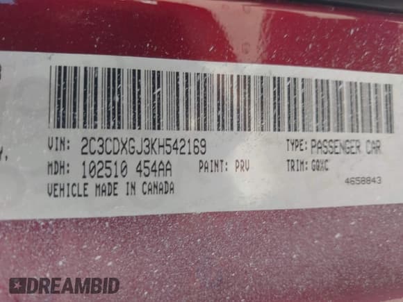 ✅ 2019 Dodge Charger Scat Pack • VIN: 2C3CDXGJ3KH542169 • Lot: 43563649. Listed on IAAI with 56,005 mi. Free auction sales archive from the USA and detailed vehicle history report at DreamBid. Image 9.