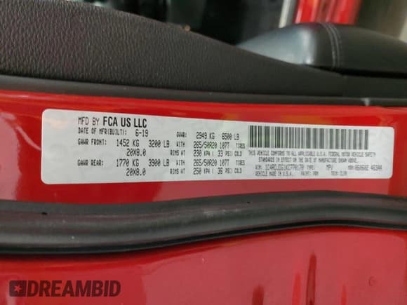 ✅ 2019 Dodge Durango GT Plus • VIN: 1C4RDJDG1KC770170 • Lot: 90129715. Listed on Copart with 53,870 mi. Free auction sales archive from the USA and detailed vehicle history report at DreamBid. Image 13.