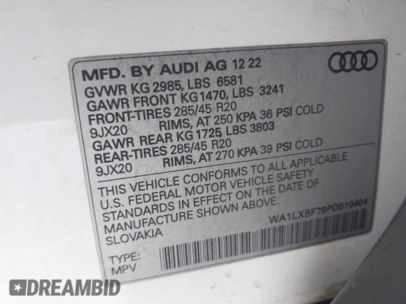 ✅ 2023 Audi Q7 Premium Plus • VIN: WA1LXBF79PD010404 • Lot: 42207521. Listed on IAAI with 30,589 mi. Free auction sales archive from the USA and detailed vehicle history report at DreamBid. Image 9.