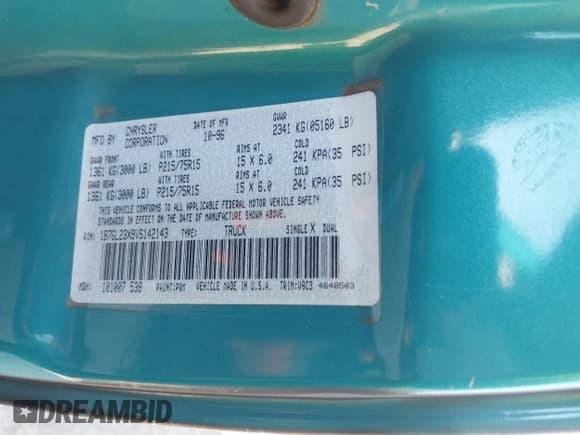 ✅ 1997 Dodge Dakota • VIN: 1B7GL23X9VS142143 • Lot: 41397050. Wystawiony na IAAI z przebiegiem 140 122 mil. Bezpłatny archiwum sprzedaży aukcyjnych z USA i szczegółowy raport historii pojazdu na DreamBid. Zdjęcie 9.
