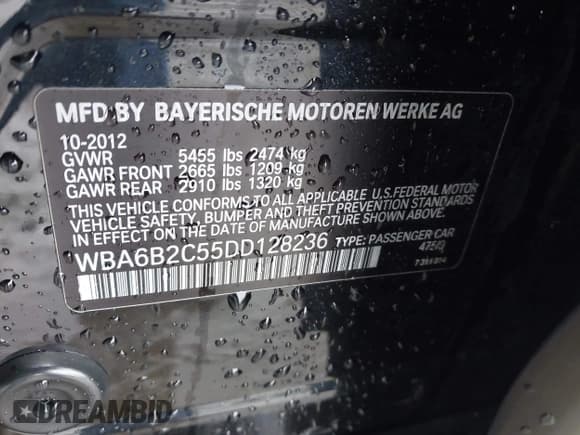 ✅ 2013 BMW 6 Series 650i • VIN: WBA6B2C55DD128236 • Лот: 43563158. Опубликован ранее на IAAI с пробегом 120 063 миль. Бесплатный доступ к архиву аукционных продаж из США и подробный отчёт об истории автомобиля на DreamBid. Изображение 9.