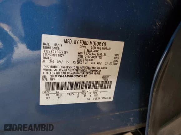 ✅ 2019 Ford Edge ST • VIN: 2FMPK4AP8KBC63412 • Lot: 66031325. Wystawiony na Copart z przebiegiem 94 812 mil. Bezpłatny archiwum sprzedaży aukcyjnych z USA i szczegółowy raport historii pojazdu na DreamBid. Zdjęcie 12.