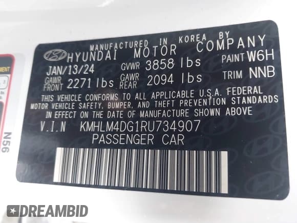 ✅ 2024 Hyundai Elantra SEL • VIN: KMHLM4DG1RU734907 • Lot: 43570336. Listed on IAAI with 42,953 mi. Free auction sales archive from the USA and detailed vehicle history report at DreamBid. Image 9.