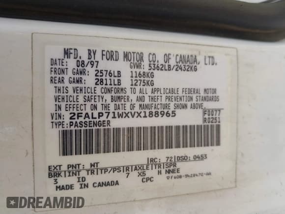 ✅ 1997 Ford Crown Victoria Police • VIN: 2FALP71WXVX188965 • Лот: 42702134. Опубликован ранее на IAAI с пробегом 322 848 миль. Бесплатный доступ к архиву аукционных продаж из США и подробный отчёт об истории автомобиля на DreamBid. Изображение 9.
