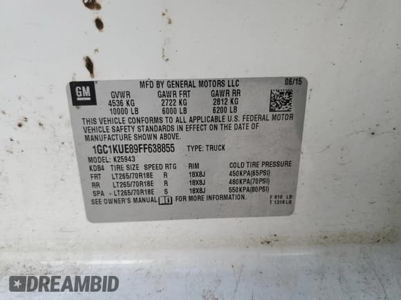 ✅ 2015 Chevrolet Silverado 2500HD Work Truck • VIN: 1GC1KUE89FF638855 • Lot: 77013604. Listed on Copart with 196,301 mi. Free auction sales archive from the USA and detailed vehicle history report at DreamBid. Image 12.