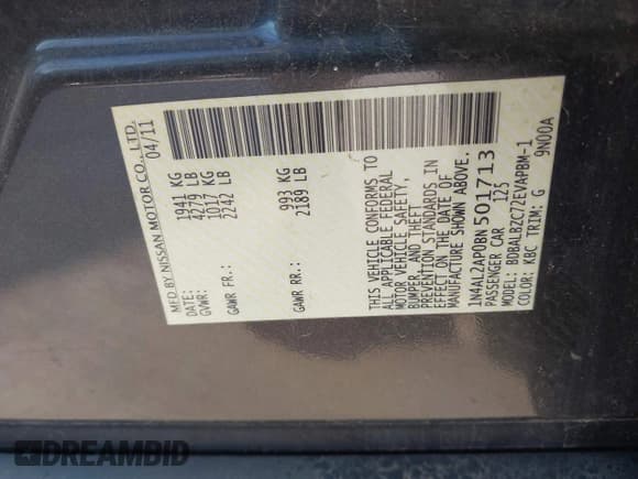 ✅ 2011 Nissan Altima S • VIN: 1N4AL2AP0BN501713 • Lot: 43571903. Wystawiony na IAAI z przebiegiem 130 901 mil. Bezpłatny archiwum sprzedaży aukcyjnych z USA i szczegółowy raport historii pojazdu na DreamBid. Zdjęcie 9.