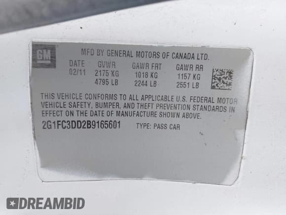 ✅ 2011 Chevrolet Camaro 2LT • VIN: 2G1FC3DD2B9165601 • Lot: 42562907. Listed on IAAI with 125,302 mi. Free auction sales archive from the USA and detailed vehicle history report at DreamBid. Image 9.