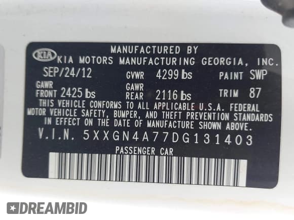 ✅ 2013 Kia Optima EX • VIN: 5XXGN4A77DG131403 • Lot: 42552523. Wystawiony na IAAI z przebiegiem Nie podano. Bezpłatny archiwum sprzedaży aukcyjnych z USA i szczegółowy raport historii pojazdu na DreamBid. Zdjęcie 9.