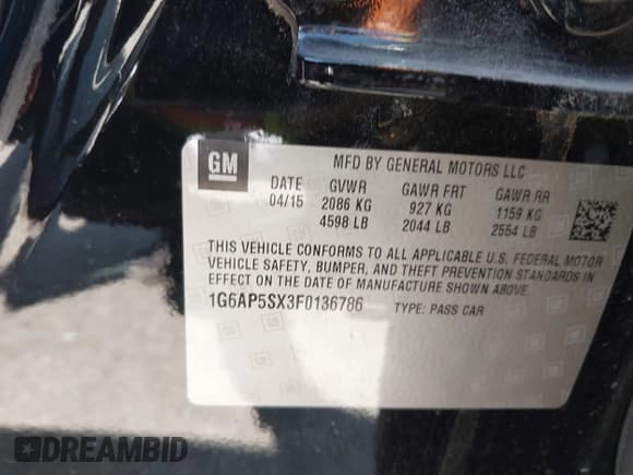 ✅ 2015 Cadillac CTS RWD • VIN: 1G6AP5SX3F0136786 • Lot: 41992006. Wystawiony na IAAI z przebiegiem 98 160 mil. Bezpłatny archiwum sprzedaży aukcyjnych z USA i szczegółowy raport historii pojazdu na DreamBid. Zdjęcie 9.