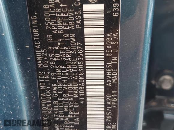 ✅ 2025 Toyota Camry LE • VIN: 4T1DBADK8SU535677 • Lot: 70697565. Listed on Copart with Not provided. Free auction sales archive from the USA and detailed vehicle history report at DreamBid. Image 12.