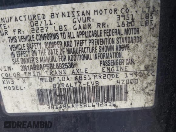 ✅ 2011 Nissan Sentra SR • VIN: 3N1AB6AP5BL692536 • Лот: 42877084. Опубликован ранее на IAAI с пробегом 132 422 миль. Бесплатный доступ к архиву аукционных продаж из США и подробный отчёт об истории автомобиля на DreamBid. Изображение 9.