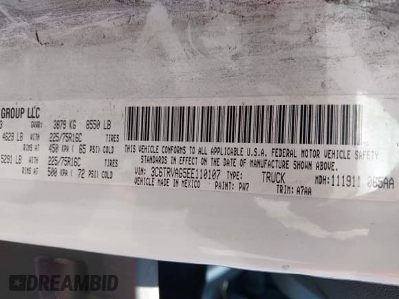 ✅ 2014 Ram ProMaster Cargo • VIN: 3C6TRVAG5EE110107 • Lot: 42538918. Wystawiony na IAAI z przebiegiem Nie podano. Bezpłatny archiwum sprzedaży aukcyjnych z USA i szczegółowy raport historii pojazdu na DreamBid. Zdjęcie 9.