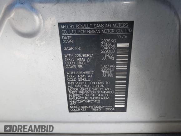 ✅ 2017 Nissan Rogue S • VIN: KNMAT2MT4HP511452 • Lot: 43183874. Listed on IAAI with 114,583 mi. Free auction sales archive from the USA and detailed vehicle history report at DreamBid. Image 9.