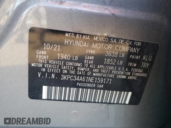 ✅ 2022 Hyundai Accent Limited • VIN: 3KPC34A61NE159171 • Лот: 83667224. Опубликован ранее на Copart с пробегом 77 327 миль. Бесплатный доступ к архиву аукционных продаж из США и подробный отчёт об истории автомобиля на DreamBid. Изображение 15.
