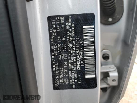 ✅ 2022 Hyundai Venue SEL • VIN: KMHRC8A32NU166411 • Lot: 44346575. Listed on Copart with 33,022 mi. Free auction sales archive from the USA and detailed vehicle history report at DreamBid. Image 14.