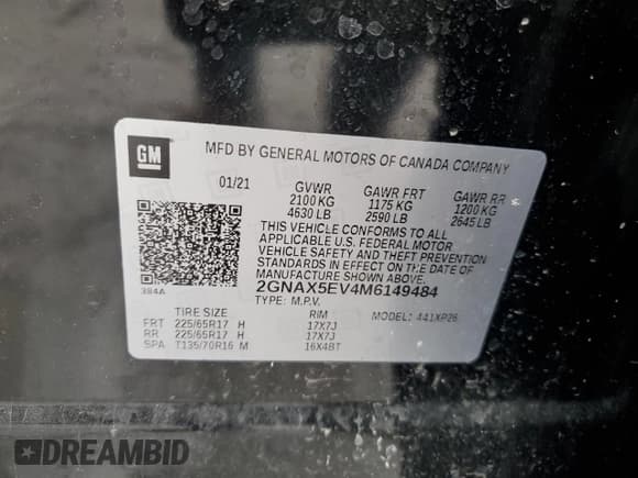 ✅ 2021 Chevrolet Equinox LS • VIN: 2GNAX5EV4M6149484 • Лот: 46843315. Опубликован ранее на Copart с пробегом 100 704 миль. Бесплатный доступ к архиву аукционных продаж из США и подробный отчёт об истории автомобиля на DreamBid. Изображение 12.