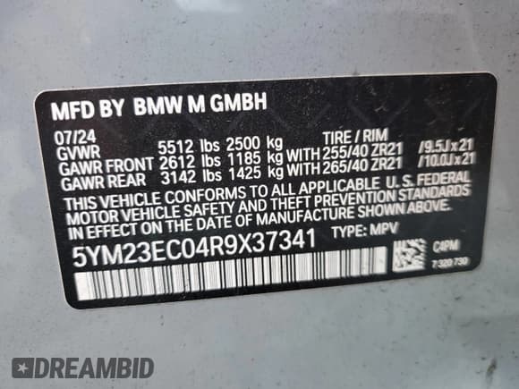 ✅ 2024 BMW X4 M • VIN: 5YM23EC04R9X37341 • Lot: 82001964. Wystawiony na Copart z przebiegiem 4 737 mil. Bezpłatny archiwum sprzedaży aukcyjnych z USA i szczegółowy raport historii pojazdu na DreamBid. Zdjęcie 13.