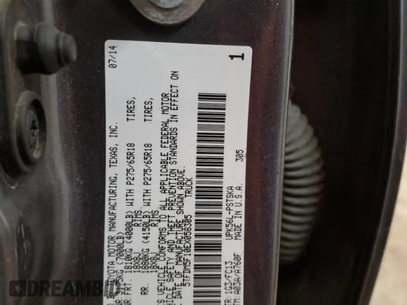 ✅ 2014 Toyota Tundra SR5 • VIN: 5TFDM5F10EX058305 • Lot: 85477244. Listed on Copart with 208,157 mi. Free auction sales archive from the USA and detailed vehicle history report at DreamBid. Image 13.