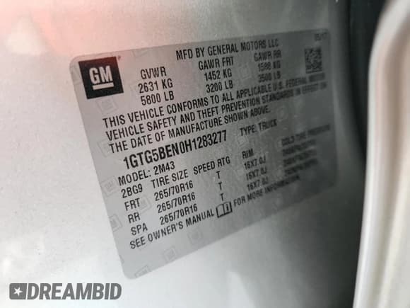 ✅ 2017 GMC Canyon 2WD • VIN: 1GTG5BEN0H1283277 • Lot: 67767875. Listed on Copart with 82,859 mi. Free auction sales archive from the USA and detailed vehicle history report at DreamBid. Image 12.