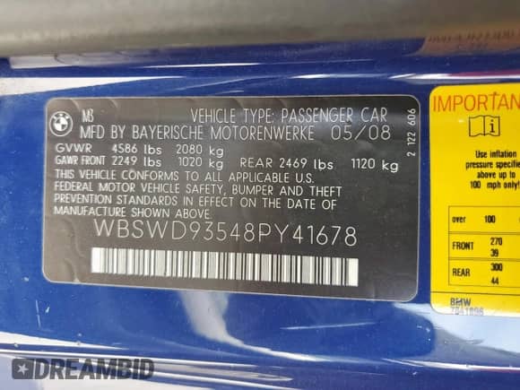 2008 BMW 3 Series M3 с VIN WBSWD93548PY41678, выставлен на аукционе Copart как лот 52818535 с пробегом 72 045 миль миль и Чистый • Clean title. История ставок и продаж доступна на DreamBid. Изображение 12.