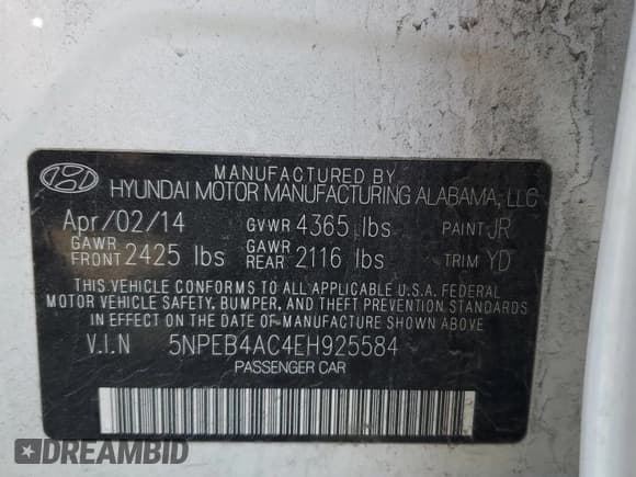 ✅ 2014 Hyundai Sonata GLS • VIN: 5NPEB4AC4EH925584 • Lot: 91270665. Listed on Copart with 178,357 mi. Free auction sales archive from the USA and detailed vehicle history report at DreamBid. Image 12.