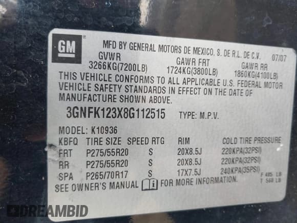 ✅ 2008 Chevrolet Avalanche LS • VIN: 3GNFK123X8G112515 • Lot: 43814857. Listed on IAAI with 225,217 mi. Free auction sales archive from the USA and detailed vehicle history report at DreamBid. Image 9.